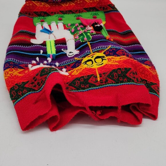 Handmade Inca Peruvian Knit Backpack With Llama & Girl Design Boho Colorful - Picture 4 of 9